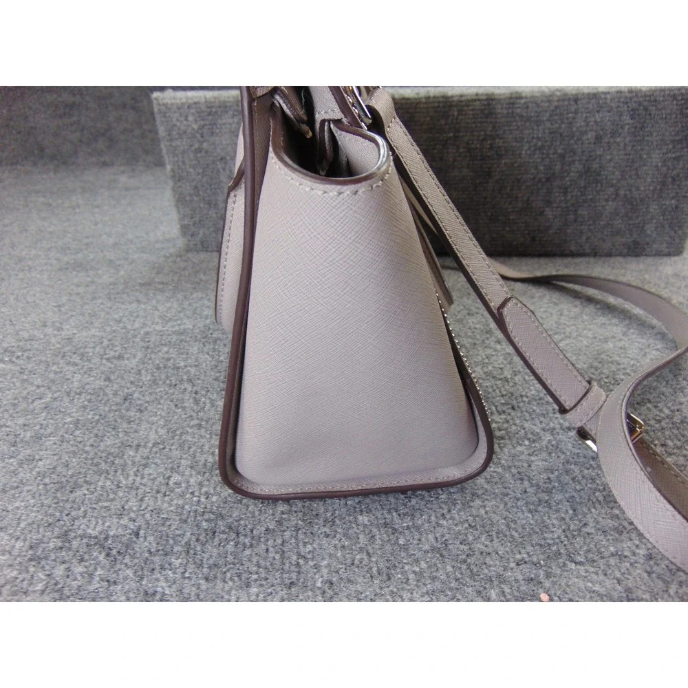 Michael Kors Selma Studded Satchel Bag Tan Beige Saffiano Leather Crossbody